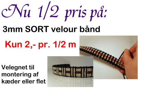 3mm sort velour bånd